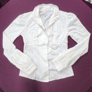 Puffed Long Sleeve Formal Blouse White